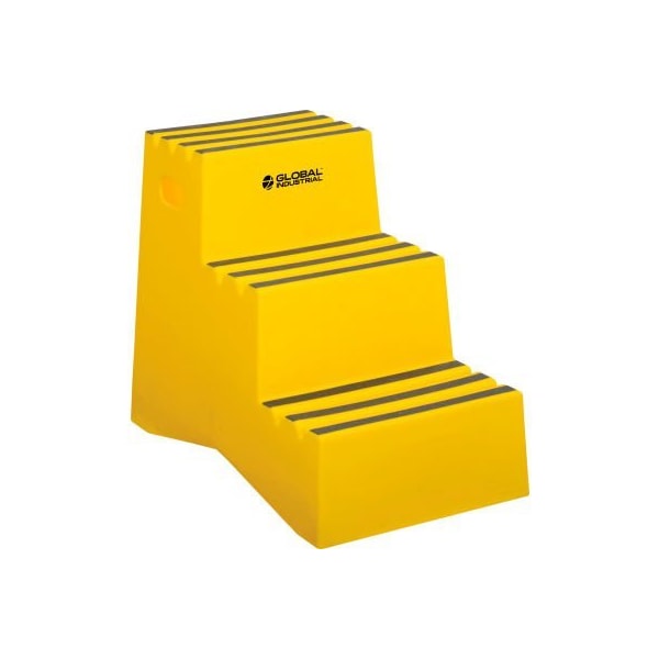 Quality Industries Global Industrial 3 Step Plastic Step Stand 20inW x 28-1/2inL x 33-1/2inH Yellow 641272 - main